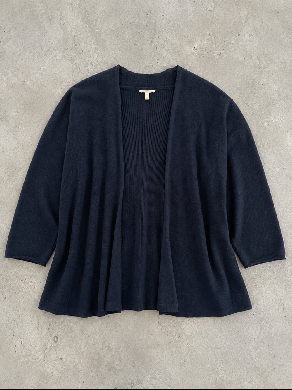 Eileen Fisher Organic Linen Cotton Open Front Cardigan Woman Large Gray Capsule